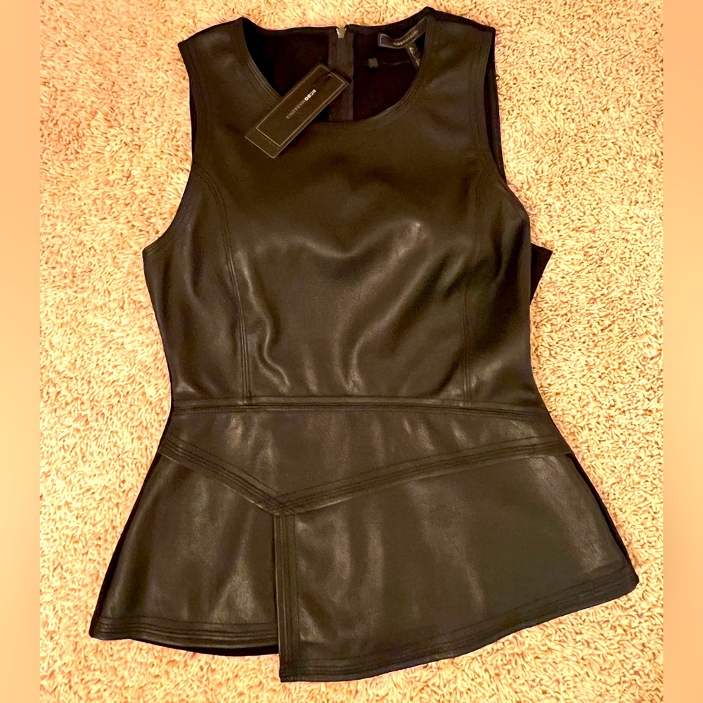 BCBG Maxazria black leather sleeveless top size S - Picture 4 of 8